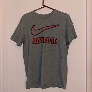 Men’s Large Grey and Neon Red Nike Athletic Cut Tee